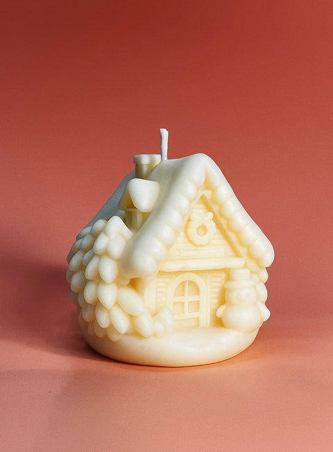 Vela Casa Nevada con Muñeco de Nieve