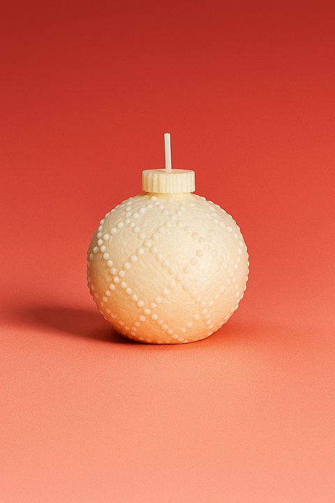 Vela Bola Navideña con Perlas Doradas