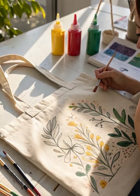 Tote Bag, Art and Wine/Coffee